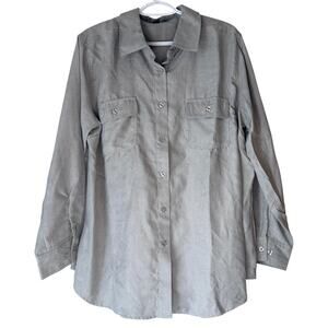 Roaman's Button Up Shirt Gray Size 18 W